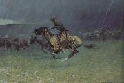 Frederic Remington The Stampede by Lightning (mk43) oil on canvas